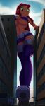  3_girls big_breasts breasts cleavage dc_comics female_only giantess green_eyes jinx raven_(dc) ravenravenraven red_hair starfire teen_titans 