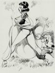  ass big_breasts breasts disney doc_(character) dopey_(character) dwarf grumpy_(character) julius_zimmerman_(artist) monochrome princess_snow_white snow_white_and_the_seven_dwarfs tree 