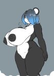  1girl 1girl absurd_res anthro areola big_breasts black_areola black_nipples blue_hair blue_highlights breasts conditional_dnp curvy_figure genitals giant_panda hair high_res highlights_(coloring) huge_breasts looking_at_viewer mammal neutral_expression nipples nude pussy quin-nsfw standing suzu_(quin-nsfw) thick_thighs ursid voluptuous 