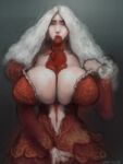gigantic_ass gigantic_breasts hourglass_figure milf monster_girl original_character sexy shinyglute vampire white_hair