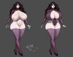  black_hair character_sheet gigantic_ass gigantic_breasts hourglass_figure milf monster_girl original_character sexy shinyglute 