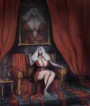  gigantic_ass gigantic_breasts hourglass_figure milf monster_girl original_character sexy shinyglute vampire white_hair 