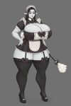  black_hair ghost gigantic_ass gigantic_breasts hourglass_figure maid_outfit milf monster_girl original_character pointy_ears sexy shinyglute white_skin 