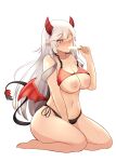  1girl 1girl big_breasts bikini blue_eyes blush breasts demon_girl demon_tail demon_wings food heart heart-shaped_pupils high_resolution horns navel nipples one_eye_closed popsicle sitting sucking swimsuit symbol-shaped_pupils tail thick_thighs thighs transparent_background veibae very_high_resolution white_hair wings 