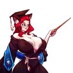  1girl ass big_breasts breasts female_only glasses harry_potter looking_at_viewer magic magical_girl pureruby87 rabbit_girl red_clothing red_hair streamer twitch.tv twitter 