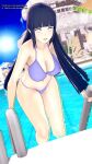  1girl big_breasts bikini hinata_hyuuga juanpiamvs naruto naruto_(series) naruto_shippuden patreon pool pool_ladder purple_bikini 