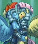  anthrofied armor ass_grab atryl fluttershy fluttershy_(mlp) friendship_is_magic humanized kissing my_little_pony pegasus rainbow_dash rainbow_dash_(mlp) yuri 