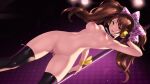 1girl breasts brown_eyes brown_hair cait cait_aron completely_nude female_only fingerless_gloves functionally_nude headgear headphones kujikawa_rise necklace nipples persona persona_5 pole pole_dancing pussy solo_female stockings twin_tails