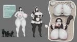 black_hair character_sheet ghost gigantic_ass gigantic_breasts hourglass_figure maid_outfit milf monster_girl original_character pointy_ears sexy shinyglute white_skin