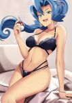  1girl abs athletic_female blue_eyes blue_hair bra breasts clair_(pokemon) cleavage creatures_(company) deviantart female_abs female_only fit_female game_freak gym_leader hair holding_object human human_only humans_of_pokemon ibuki_(pokemon) lingerie long_blue_hair long_hair looking_at_viewer nintendo panties pokeball pokemon pokemon_(game) pokemon_gsc pokemon_heartgold_and_soulsilver pokemon_hgss sitting vivivoovoo 