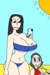  2_girls beach bikini cellphone massive_breasts metalpipe55_(artist) millaray_osses sister_and_sister sisters small_ass 
