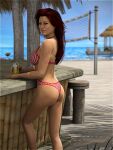 ass beach drink red_hair swimsuit sydgrl3d volleyball_net 
