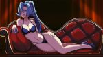 1girl alluring blue_eyes blue_hair blue_nails clair_(pokemon) couch creatures_(company) game_freak great_ball gym_leader high_heels humans_of_pokemon ibuki_(pokemon) lingerie long_blue_hair long_hair medium_breasts nail_polish nintendo pokeball pokemon pokemon_(game) pokemon_gsc pokemon_heartgold_and_soulsilver pokemon_hgss ponytail seductive vivivoovoo