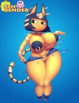 1girl absurd_res animal_crossing ankha_(animal_crossing) anthro areola big_breasts blue_areola breasts cat cat_ears cat_tail clothed clothed_female clothing domestic_cat felid feline feline_humanoid felis female_only furry genitals high_res humanoid ineffective_clothing mammal nintendo nipple_piercing nipples piercing piercings pussy sadflowerhappy solo_female thick_thighs video_games