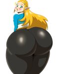 1girl ass big_ass black_leggings blonde_hair blush breath_of_the_wild bubble_ass bubble_butt dat_ass elf_ears full_of_gas green_eyes huge_ass huge_thighs hyper_ass large_ass leggings long_ears long_hair looking_back mechspazer nintendo pale-skinned_female pale_skin princess_zelda sexy sexy_ass smelly_ass surprised the_legend_of_zelda thick_ass thick_thighs tight_clothing voluptuous white_background yoga_pants zelda_(breath_of_the_wild)