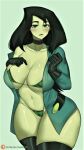  big_breasts erect_nipples_under_clothes kim_possible micro_bra shego stockings thick_thighs thong 