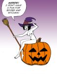 big_breasts bottomless broom creepy_susie goth halloween nipples pumpkin the_oblongs witch witch_hat