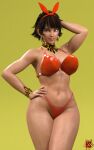  1girl alluring big_breasts bikini female_abs hagiwara_studio josie_rizal namco posing tekken tekken_7 