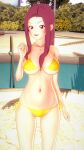 alluring big_breasts bikini magenta_eyes magenta_hair necklace outdoors sakaki_ryouko shokugeki_no_souma swimming_pool