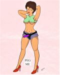 crop_top glasses high_heels king_of_the_hill peggy_hill shorts strap-on thighs 