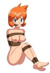  1girl bondage breasts female female_human female_only human kasumi_(pokemon) looking_at_viewer misty nude orange_hair pokemon redhead rope sitting solo tied transparent_background 