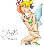 2008 2_girls age_difference arms arms_around_waist bad_anatomy bare_arms bare_legs bikini blonde_hair breasts_against_chest cclarke disney embracing fairy fairy_wings female_focus female_only green_bikini green_shoes hair_bun hair_ribbon hands hands_on_another&#039;s_back hands_on_another&#039;s_shoulders interspecies jane_darling kissing kneel legs lesbian_kiss multicolored_bikini older_woman_and_younger_girl orange_hair passionate_kiss peter_pan pointy_ears poorly_drawn self_upload sitting_on_lap slippers socks tinker_bell winged_humanoid yuri