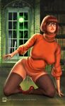  bottomless breasts erect_nipples_under_clothes glasses no_panties pussy_juice pussy_juice_drip scooby-doo shaved_pussy stockings thighs velma_dinkley yanartdraws 