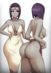  1girl 1girl alternate_version_available big_ass big_breasts cleavage cleavage_cutout dat_ass dc_comics disinterested dress dress_lift emotionless exposed_ass expressionless front_view grey_skin high_res hourglass_figure looking_away no_bra panties phat_smash purple_eyes purple_hair rachel_roth raven_(dc) short_hair side_view sideboob superheroine teen_titans underwear very_high_resolution wide_hips 