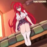  1girl animated bed big_breasts breasts cameltoe female female_focus female_only high_school_dxd long_hair no_sound pantyshot presenting rias_gremory seductive seductive_smile smile socks solo solo_female tagme twistedgrim video webm 