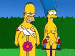 cum homer_simpson marge_simpson nude the_simpsons yellow_skin 