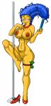  dildo marge_simpson stripper stripper_pole the_simpsons white_background yellow_skin 