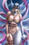  1girl alluring angel angel_wings angewomon breasts cleavage digimon female female_abs female_only flowerxl looking_at_viewer solo_female 