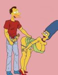  cheating_wife huge_breasts huge_penis imminent_sex lenny_leonard marge_simpson panties_around_leg presenting_hindquarters the_fear the_simpsons yellow_skin 