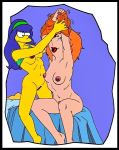  family_guy karstens lois_griffin marge_simpson the_simpsons undressing yellow_skin yuri 