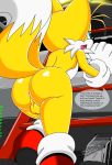 anus ass bare_butt big_ass big_butt bubble_ass bubble_butt butt butthole canine cheeks cum_in_ass cum_in_butt cute_butt dat_ass fat_ass fox furry male miles_&quot;tails&quot;_prower multiple_tails nobody147 penis sega sonic sonic_*(series) sonic_the_hedgehog_(series) tail testicles text