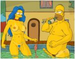  breasts imminent_sex penis pool pussy tan_line the_simpsons trimmed_bush yellow_skin 