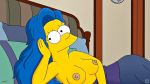  bed marge_simpson medium_breasts the_simpsons topless yellow_skin 