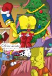  bart_simpson comic marge_simpson present presenting_pussy santa&#039;s_little_helper the_simpsons yellow_skin 