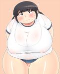  1girl black_hair breasts female huge_breasts obese shimejix 