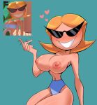 1girl bikini blonde_hair breasts eyewear female_only knick_knack littlewitchnsfw pixar sunglasses sunny_ topless topless_female