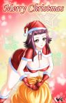  akiza_izinski big_breasts breasts christmas christmas_outfit cleavage izayoi_aki jadenkaiba merry_christmas santa_hat solo yu-gi-oh! yu-gi-oh!_5d&#039;s yuu-gi-ou yuu-gi-ou_5d&#039;s 