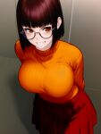 1girl ai_generated big_breasts bob_cut breasts brown_hair clothed_female curvaceous curvy_body curvy_female curvy_figure female female_focus female_only glasses looking_at_viewer nai_diffusion scooby-doo short_hair solo solo_female solo_focus stable_diffusion tagme teen velma_dinkley