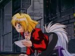  1girl blonde_hair blue_eyes bowtie female female_only jacket lost_universe millennium_feria_nocturne pantyhose screencap serious short_hair solo_female spying 