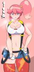  aina_ardebit belt big_breasts breasts ciorox gloves looking_at_viewer promare pussy short_top shorts shorts_pull stockings suspenders 