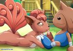  ass bbmbbf blush breasts canine fellatio female fox fur grass hitmontop licking male multiple_tails nintendo oral oral_sex outside palcomix penis pokemon pokepornlive red_fur sex tongue video_games vulpix 