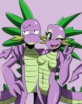  1girl anthro breasts crossgender dragon female friendship_is_magic hand_sign male my_little_pony open_mouth rule_63 scales smile spike_(mlp) sssonic2 