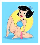  betty_rubble bottomless dildo no_panties pussy_lips shaved_pussy spread_legs the_flintstones thighs 