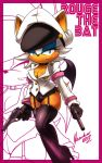  2010 bat blush boots border breasts female furry gloves green_eyes gun hat looking_at_viewer makeup nancher plain_background ranged_weapon rouge_the_bat sega solo sonic_(series) sonic_the_hedgehog_(series) stockings thigh_high_boots thigh_highs uniform weapon white_background wings 