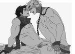  2boys battle_tendency caesar_anthonio_zeppeli jojo&#039;s_bizarre_adventure joseph_joestar kissing male male/male male_only penis romantic yaoi yaoi 