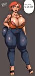  ass crop_top erect_nipples_under_clothes helen_parr huge_breasts jeans large_areolae the_incredibles thighs tight_clothing 